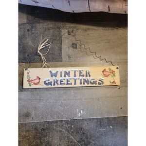 Winter greetings red cardinal bird mistletoe Xmas sign Decor